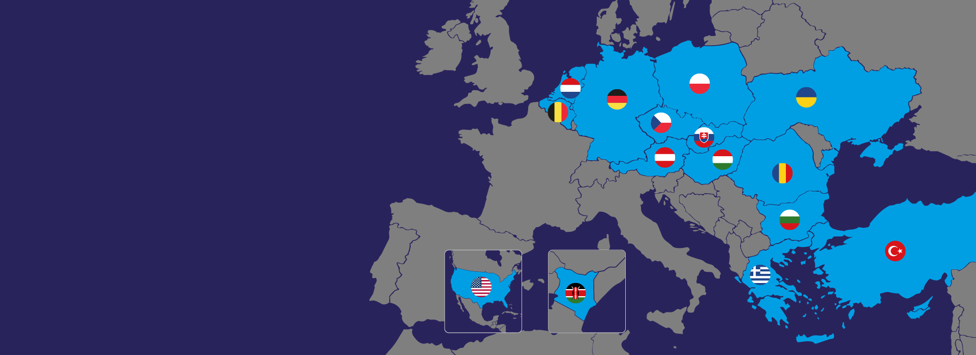 Mapa Evropa a USA